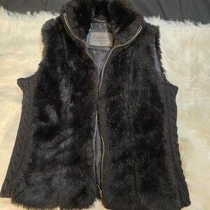 Cavallini Black Faux Fur Vest Petite Collection